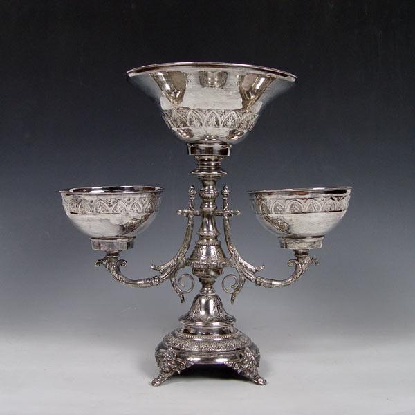 Appraisal: VICTORIAN STYLE SILVERPLATE EPERGNE Epergne or centerpiece most likely for