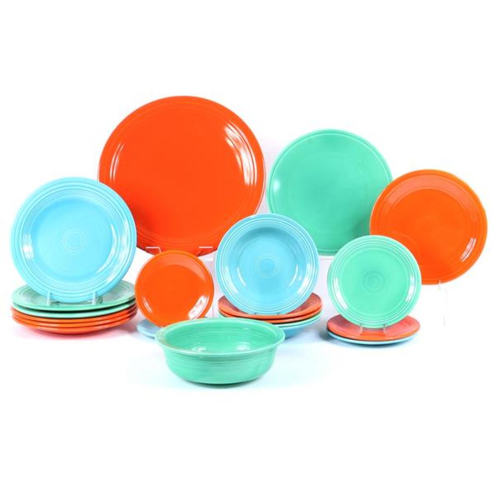 Appraisal: FIESTA WARE MULTI COLORED PC GREEN ORANGE LIGHT BLUE GROUP