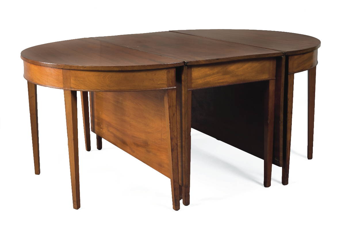 Appraisal: FEDERAL MAHOGANY THREE-PART DROP-LEAF DINING TABLE Height inches width inches