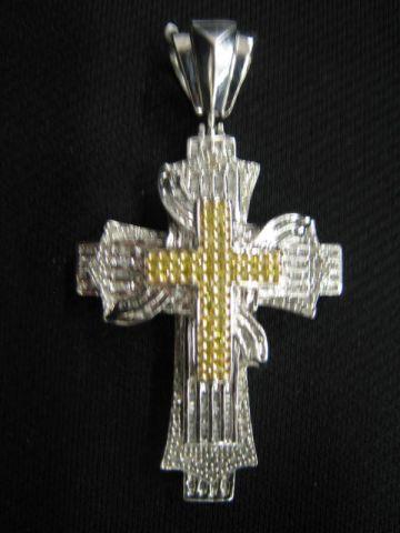 Appraisal: Diamond Cross fancy yellow clear diamonds totaling carats in heavy