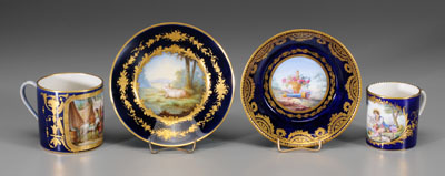 Appraisal: Two Sevres cups and saucers cup fine hand-painted scene with