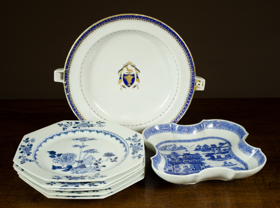 Appraisal: SEVEN CHINESE EXPORT PORCELAIN TABLEWARE PIECES set of blue and