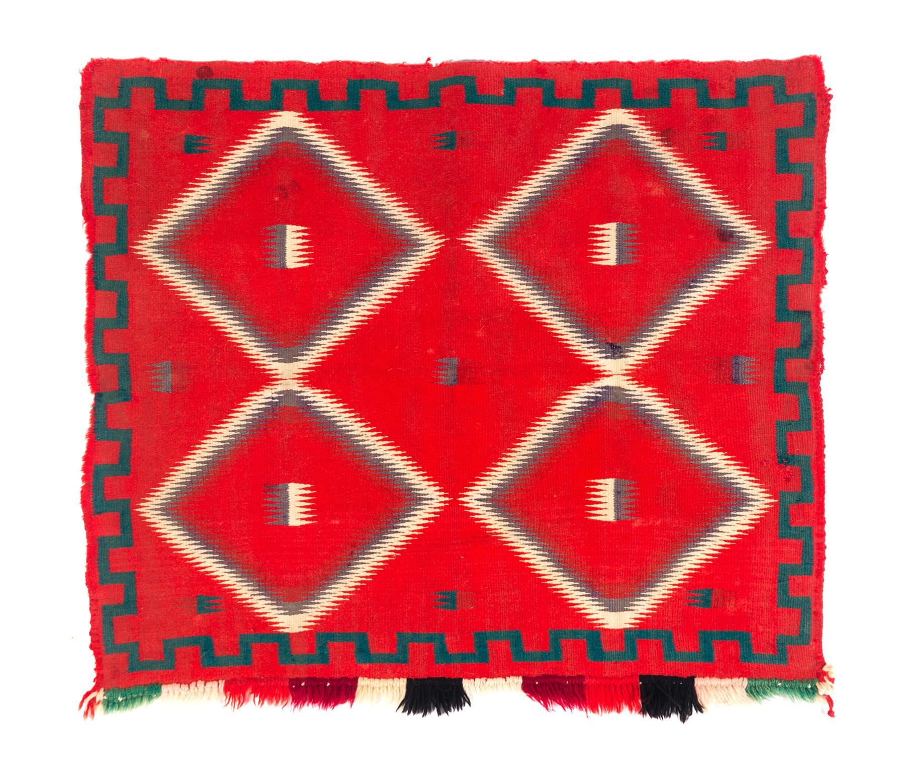 Appraisal: NAVAJO GERMANTOWN SADDLE BLANKET Ca Single saddle blanket with diamond