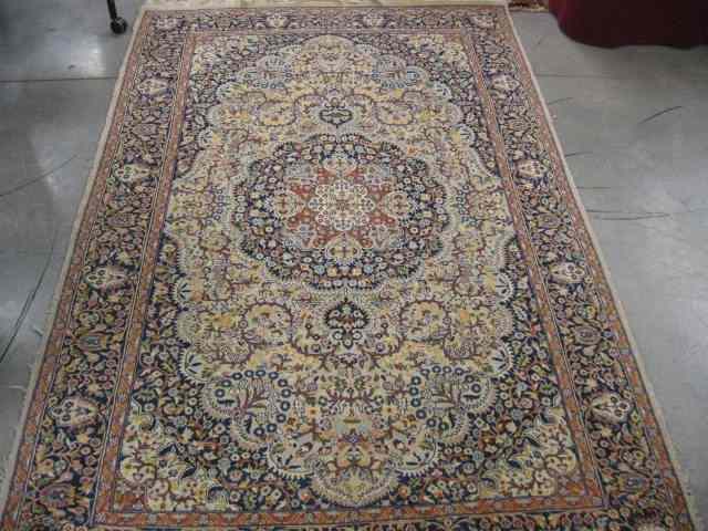 Appraisal: Silk Tabriz Persian Handmade Rug fine florals ivory field '