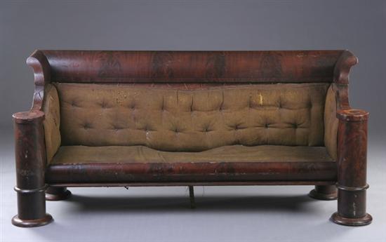 Appraisal: AMERICAN LATE EMPIRE BOX-FORM SOFA early-to-mid th century mahogany possibly