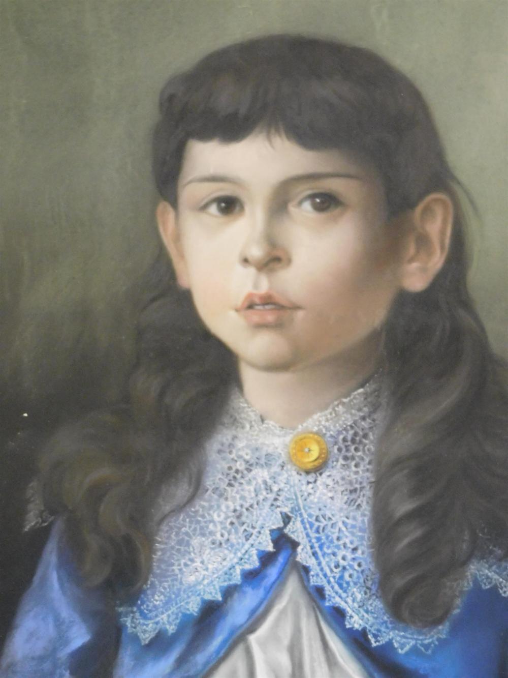 Appraisal: James Rolfe Portrait of girl pastel on paper girl with