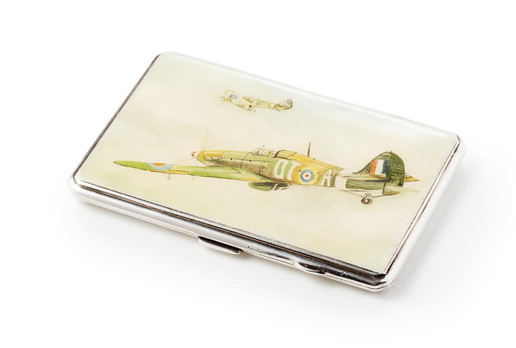 Appraisal: SPITFIRE INTEREST - A silver and enamel cigarette case IM