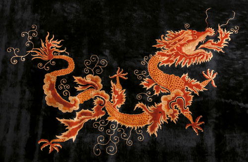 Appraisal: Roomsize Peking rug ca with a dragon on a black