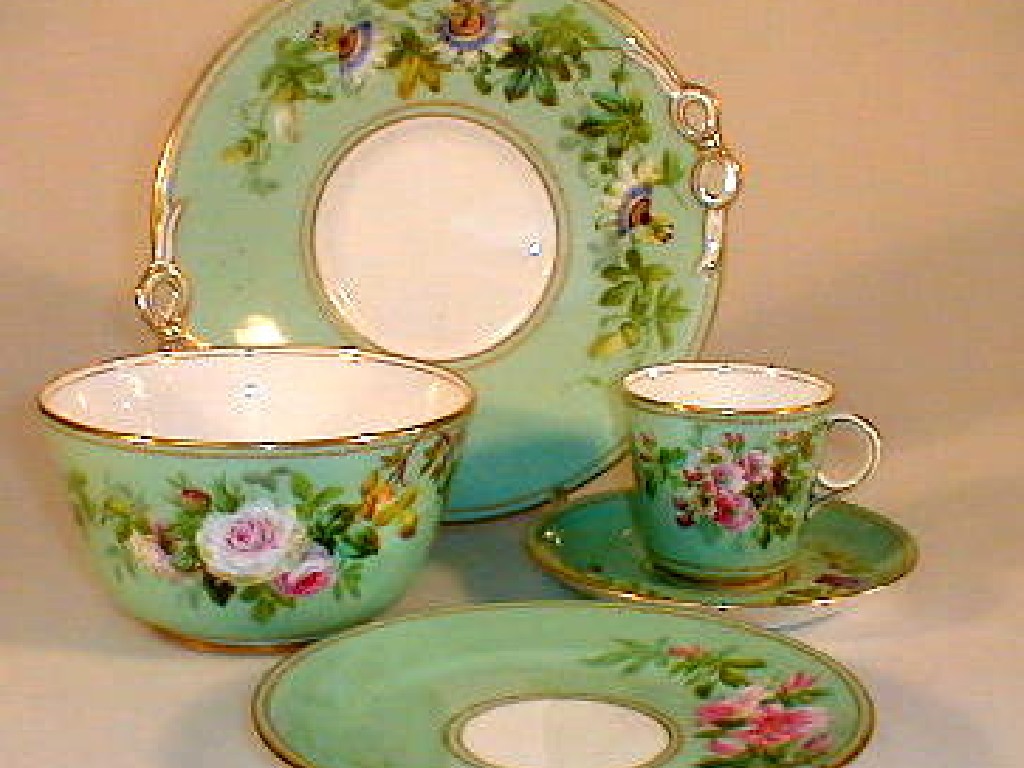 Appraisal: A thC porcelain tea service painted with differing flowers and