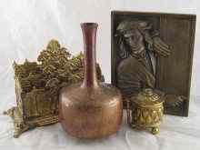 Appraisal: A brass mallet shaped vase ht cm a heavy bronze