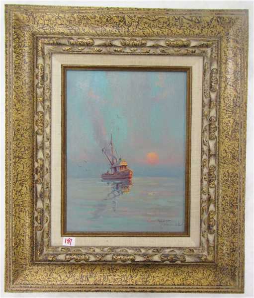 Appraisal: SCOTT McDANIEL OIL ON CANVAS Alaska California - Fishing boat