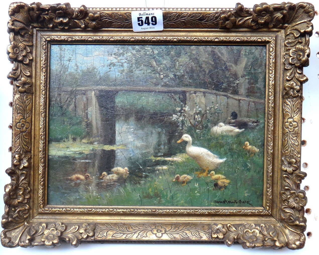 Appraisal: Constant Artz - Ducks oil on panel signed cm x