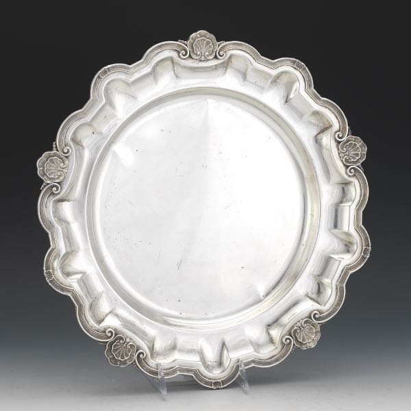 Appraisal: LARGE STERLING SILVER CENTERPIECE PLATTER x Semi-deep platter with lobbed