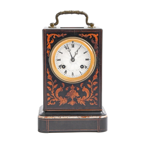 Appraisal: A French ebonised inlaid and penwork decorated clock Duval a