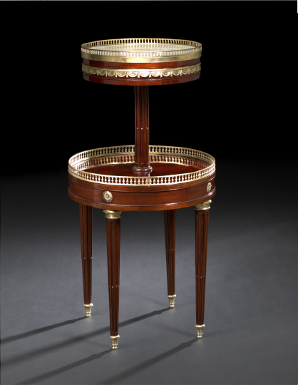 Appraisal: Louis XVI-Style Ormolu-Mounted Mahogany and Marble-Top Occasional Table th century