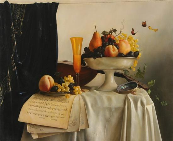 Appraisal: ELENA ORLOVA Russian b STILL LIFE WITH SHEET MUSIC AND