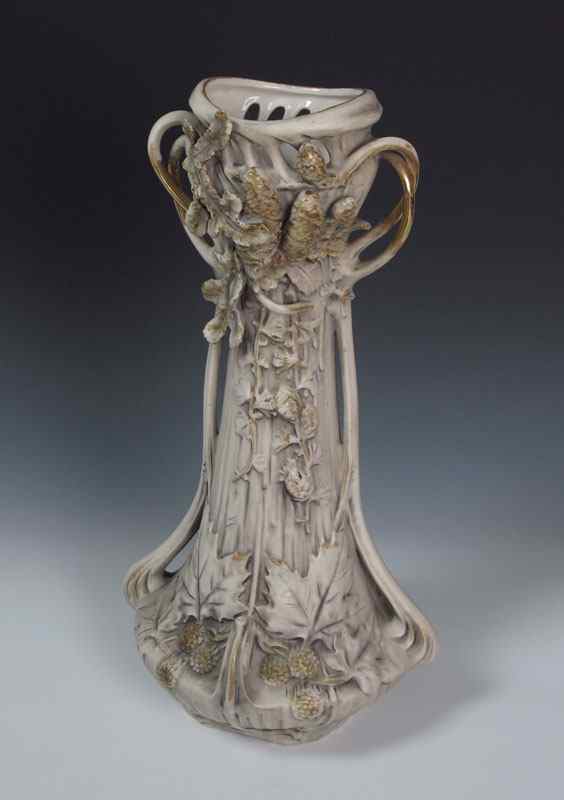 Appraisal: ART NOUVEAU ROYAL DUX VASE A large double handle with