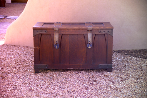 Appraisal: GUSTAV STICKLEY Bride's chest with paneled and corbeled case topped