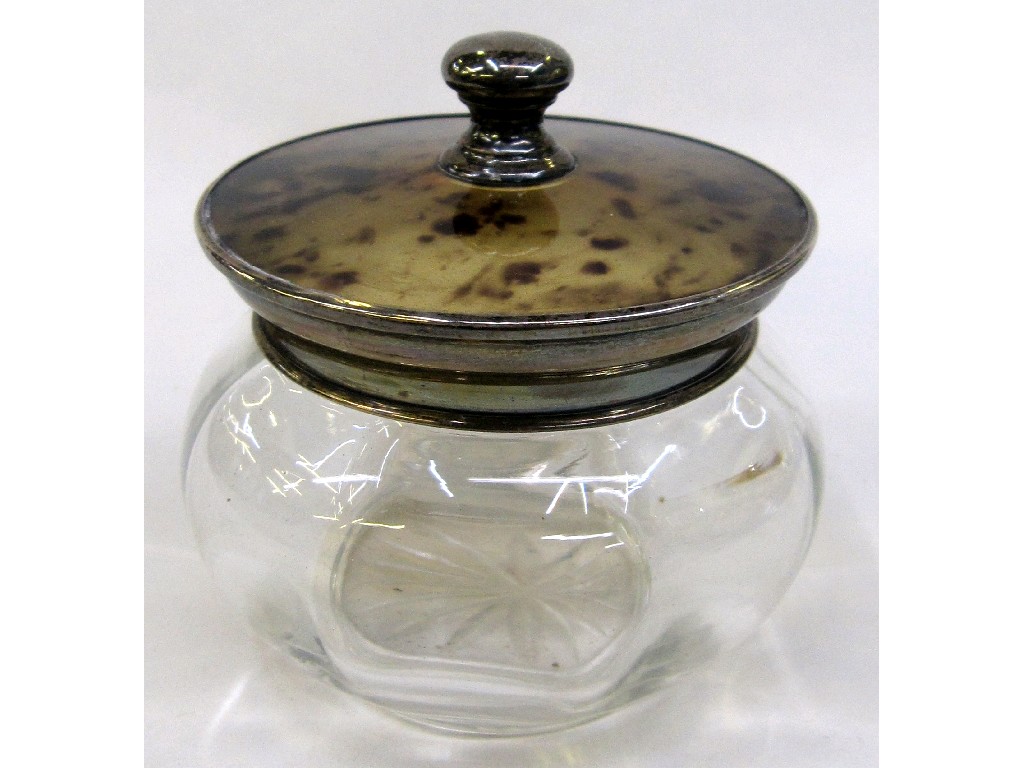 Appraisal: Silver mounted dressing table jar Birmingham