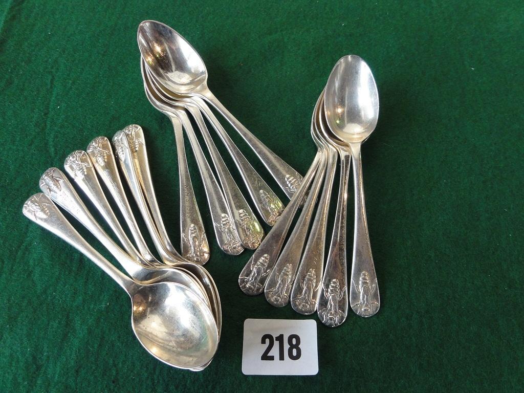 Appraisal: A collection of sixteen silver plated teaspoons each bearing a