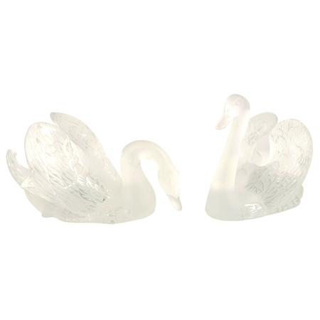 Appraisal: Pair of Lalique Frosted Glass Swans Estimate -