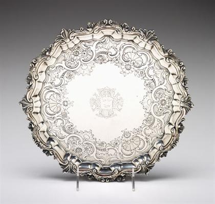 Appraisal: George II sterling silver salver william peaston london Of piecrust