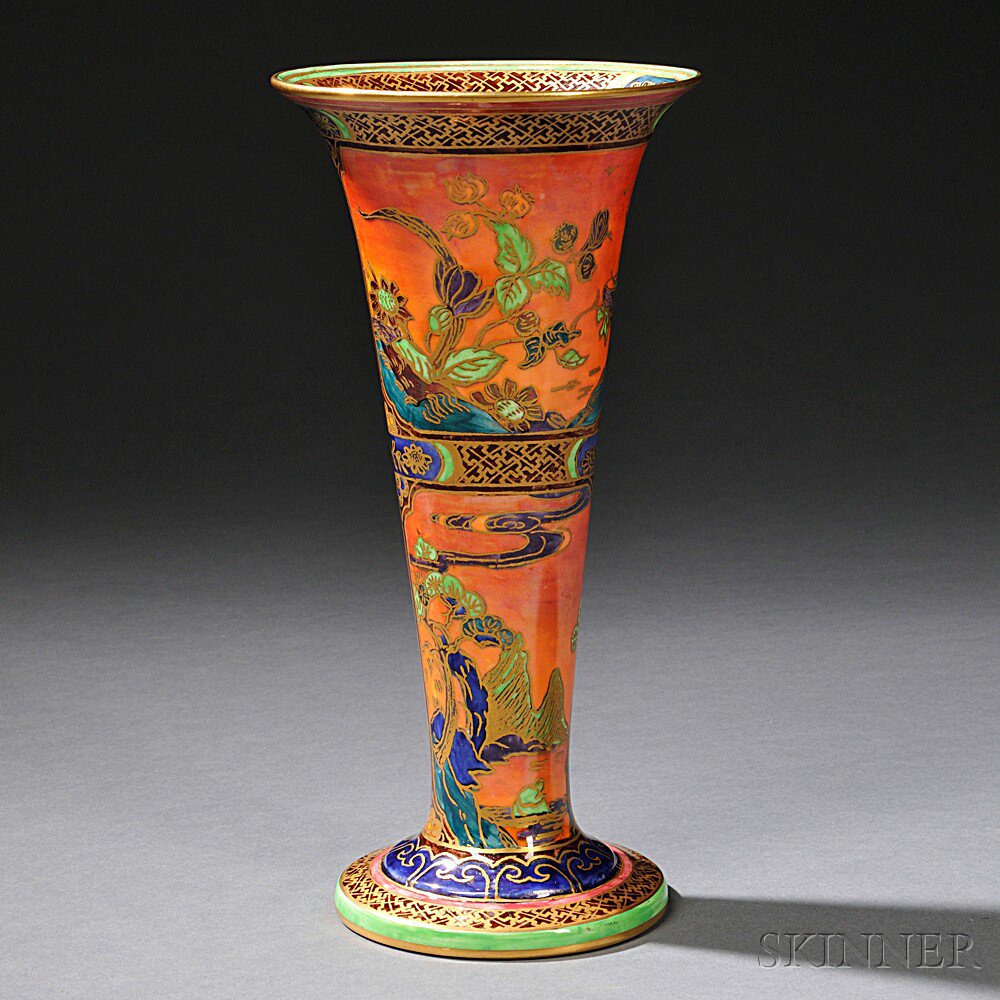 Appraisal: Wedgwood Fairyland Lustre Flame Daventry Trumpet Vase England c pattern