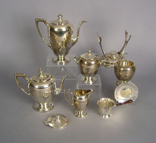 Appraisal: Dominick Haff sterling silver tea service together with a sterling