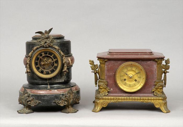 Appraisal: Two Louis XVI-Style Gilt-Metal Mounted Marble Mantel Clocks Taller in