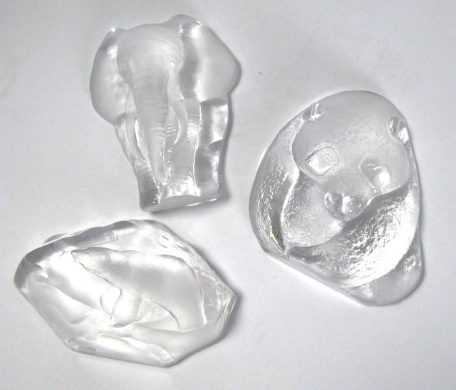 Appraisal: Group of three signed crystal animal depictions including Royal Krona