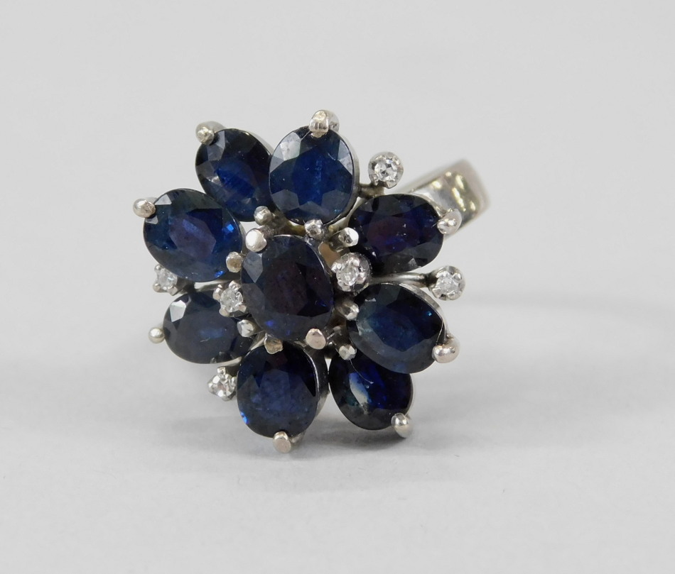 Appraisal: An ct white gold sapphire and diamond dress ring the