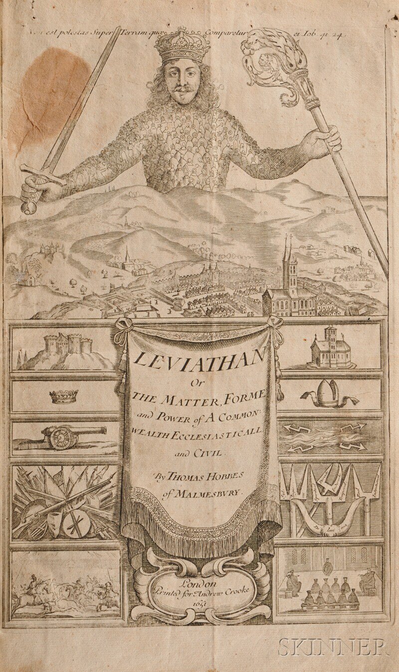 Appraisal: Hobbes Thomas - Leviathan or the Matter Forme and Power