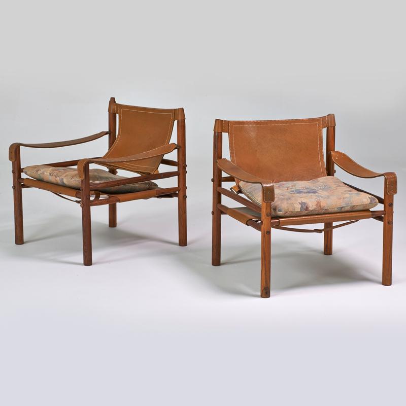 Appraisal: SCANFORM LTDA Pair of safari chairs Columbia s Rosewood leather