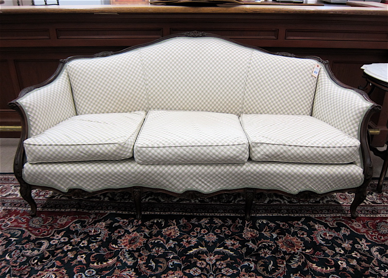 Appraisal: LOUIS XV STYLE SOFA American th century having a carved