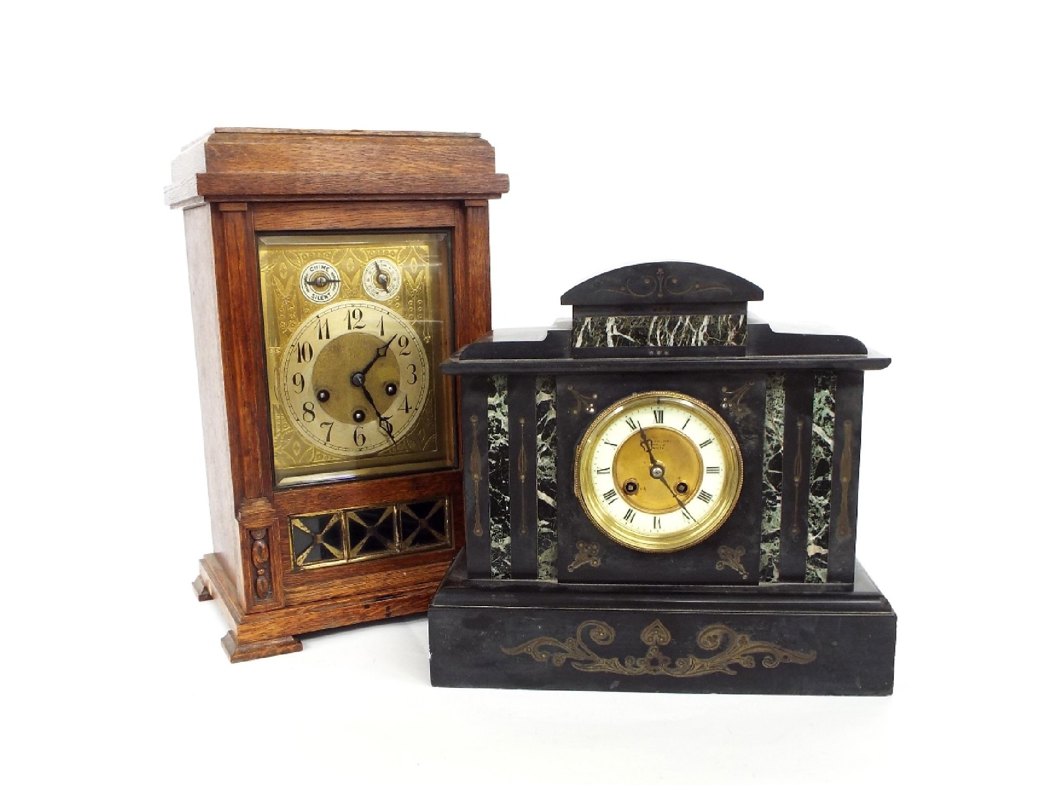 Appraisal: Junghans oak three train mantel clock striking on three rods