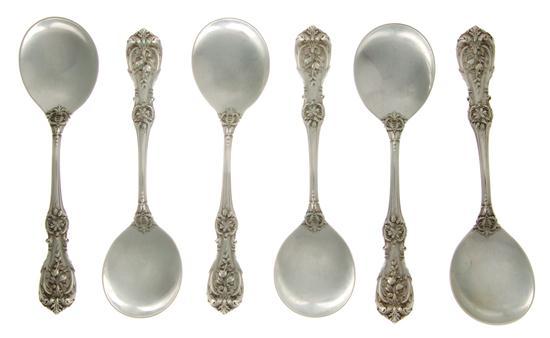 Appraisal: Set of Six American Sterling Silver Serving Spoons Reed and