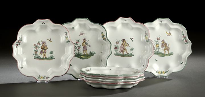 Appraisal: Good Set of Eight Atelier de Segries Moustiers Faience Dessert