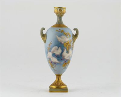 Appraisal: A Royal Worcester twin-handled vase painted by Charles Baldwyn with