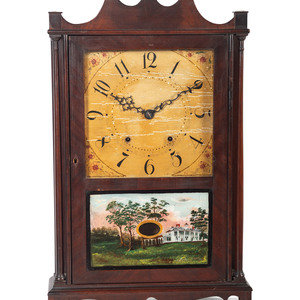 Appraisal: A Federal Reverse-Painted Glass Mantel Clock Eli Terry Massachusetts Circa