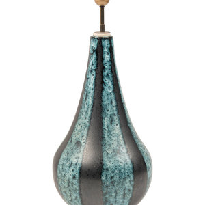 Appraisal: A Turquoise and Black Glazed Ceramic Table Lamp France Circa