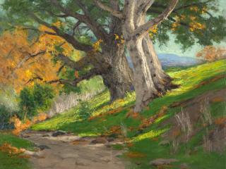 Appraisal: Charles Partridge Adams ''California Autumn Oak Sycamores '' arroyo landscape