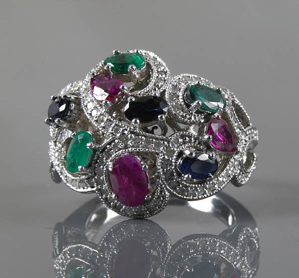 Appraisal: A gem-set diamond and k white gold ring