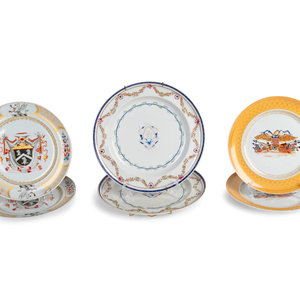 Appraisal: A Pair of Chinese Export Porcelain Armorial Dishes and Four