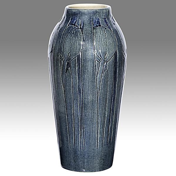 Appraisal: MARIE DE HOA LEBLANCNEWCOMB COLLEGEExceptional tall vase with tulips Mid-body