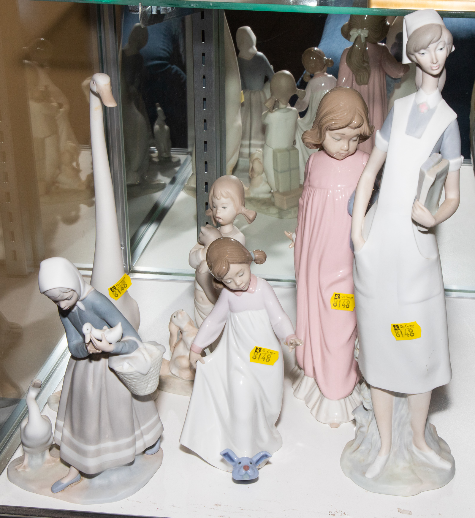 Appraisal: GROUP OF SIX FIGURES Includes four Lladro girls a NAO