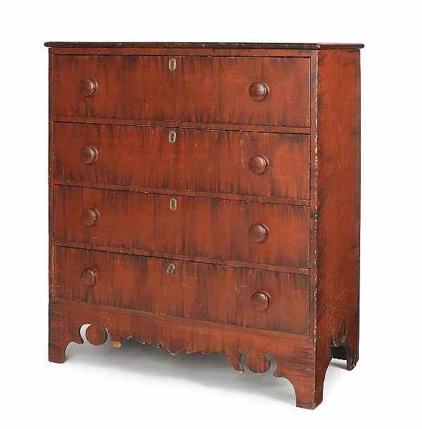 Appraisal: Pennsylvania painted poplar chest of drawers ca retaining a vibrant