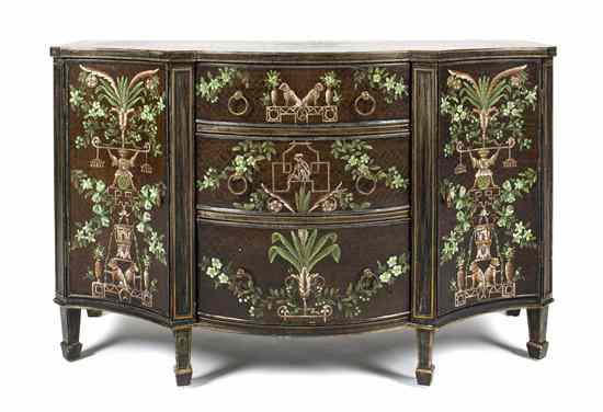 Appraisal: A George III Style Painted Commode having a shaped top