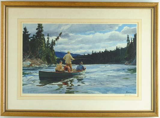 Appraisal: OGDEN M PLEISSNER American - SALMON FISHING Pencil signed untitled