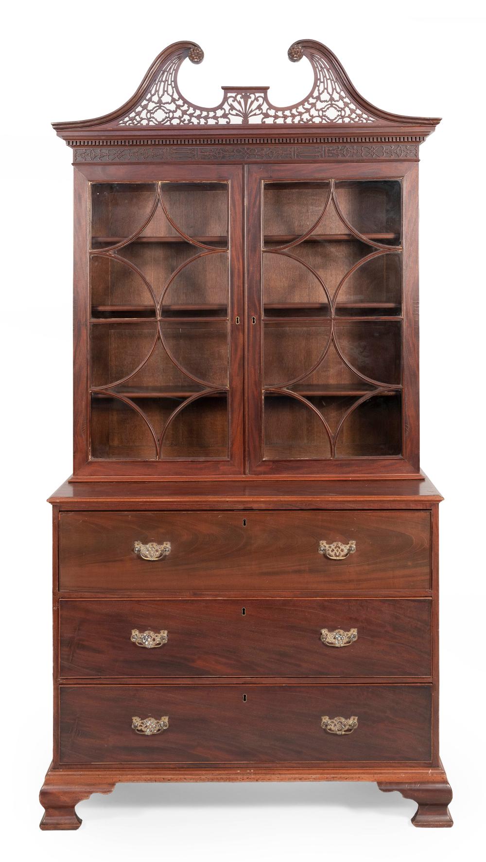 Appraisal: ENGLISH TWO-PART SECRETARY BOOKCASE EARLY TH CENTURY HEIGHT WIDTH DEPTH