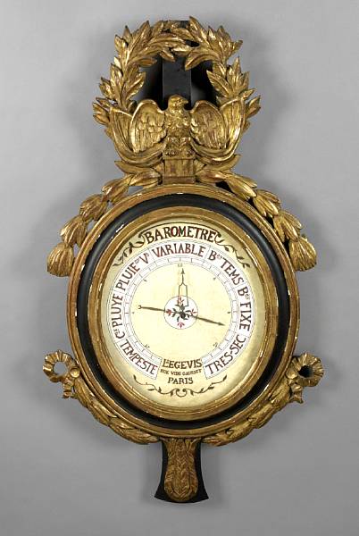 Appraisal: A Louis XVI style parcel gilt ebonized barometer th century